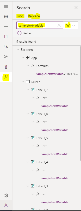 PowerApps studio screen